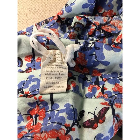 Kate Quinn Girls Cotton Button up Floral Ruffle Top Sz.XXL/ Women Med Blue NWOT - Picture 10 of 12